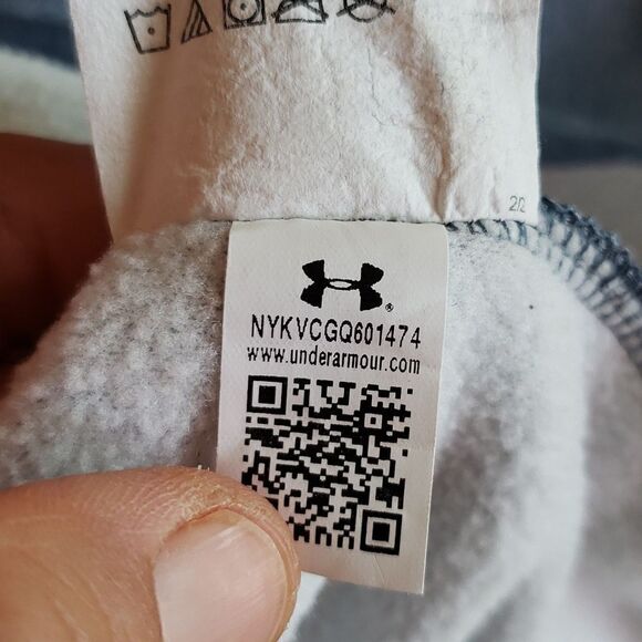 UNDER ARMOUR Women's Fleece Big Logo Chenille/Shine Hoodie Mechanic Blue L - Picture 6 of 7